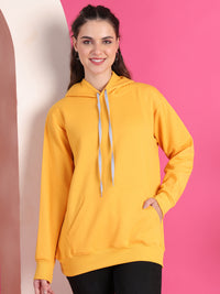 Mack Jonney Regular Fit Yellow Solid Hoodie For Women