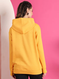 Mack Jonney Regular Fit Yellow Solid Hoodie For Women