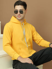 Mack Jonney Regular Fit Yellow Solid Hoodie For Men