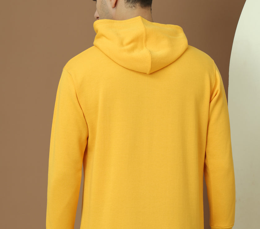 Mack Jonney Regular Fit Yellow Solid Hoodie For Men