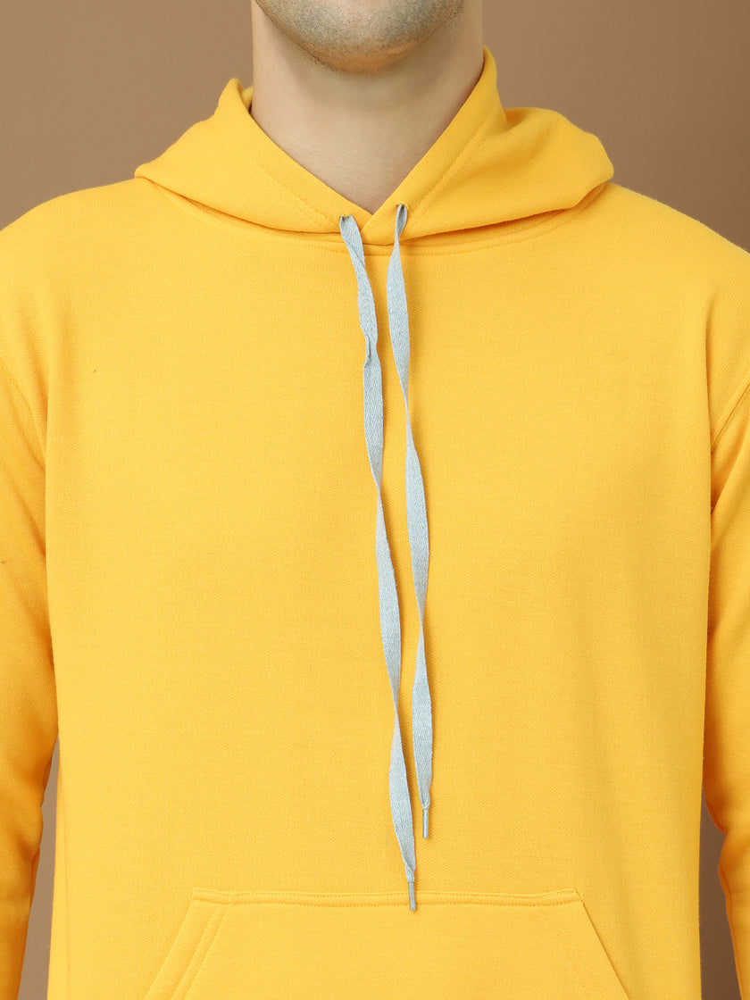 Mack Jonney Regular Fit Yellow Solid Hoodie For Men