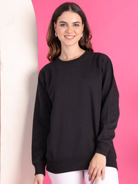 Mack Jonney Regular Fit Black Solid Sweatshirt For Women