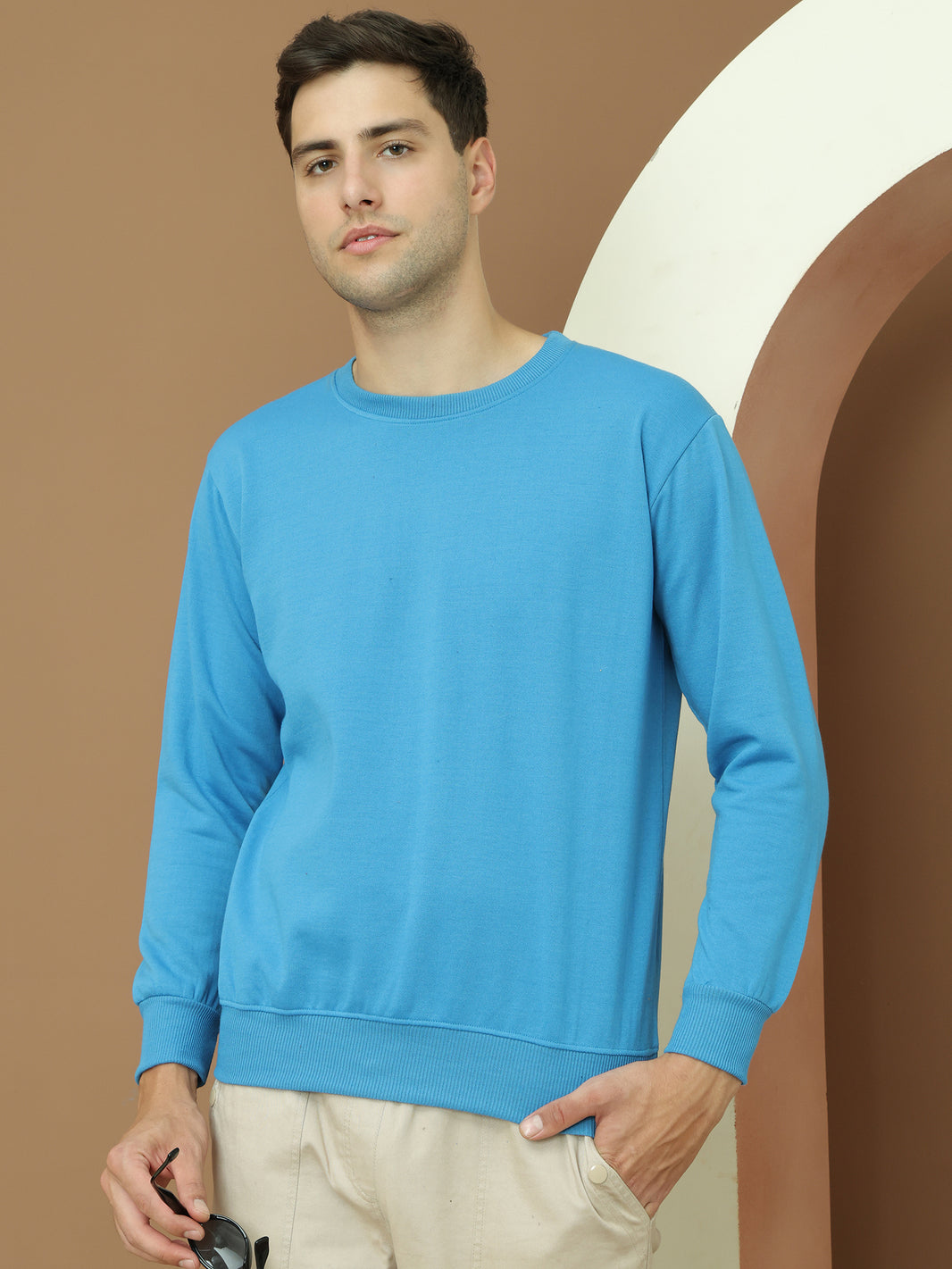 Mack Jonney Regular Fit Blue Solid Sweatshirt For Men