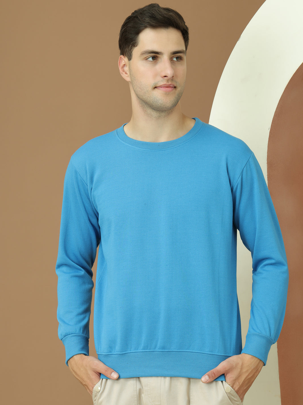 Mack Jonney Regular Fit Blue Solid Sweatshirt For Men