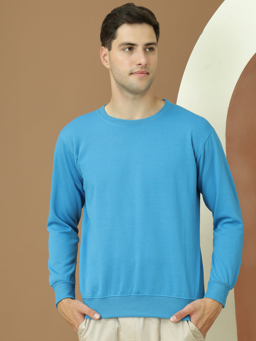 Mack Jonney Regular Fit Blue Solid Sweatshirt For Men