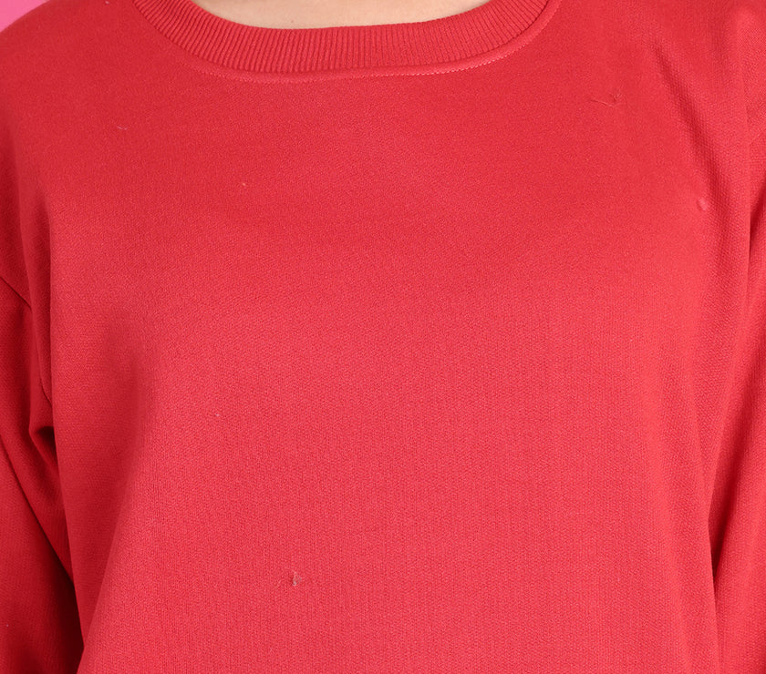 Mack Jonney Regular Fit Maroon Solid Sweatshirt For Women
