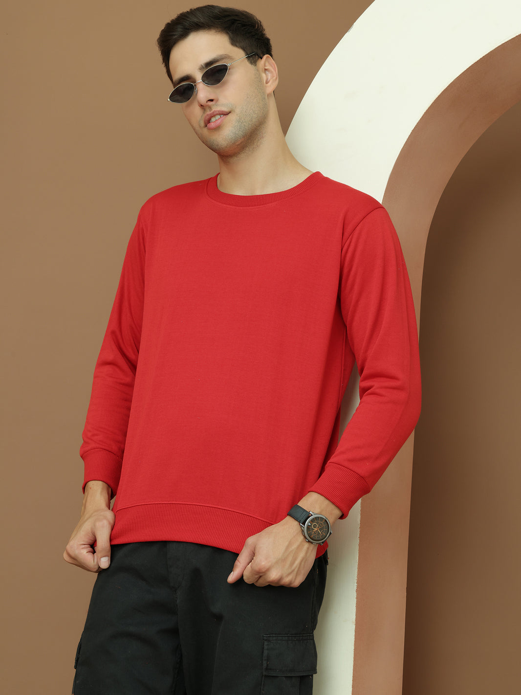 Mack Jonney Regular Fit Maroon Solid Sweatshirt For Men