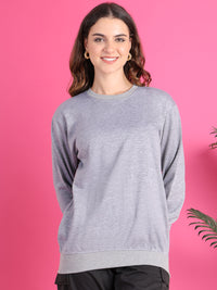 Mack Jonney Regular Fit Grey Solid Sweatshirt For Women