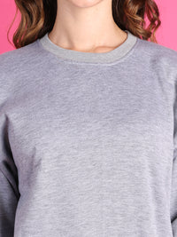 Mack Jonney Regular Fit Grey Solid Sweatshirt For Women