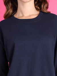 Mack Jonney Regular Fit Blue Solid Sweatshirt For Women