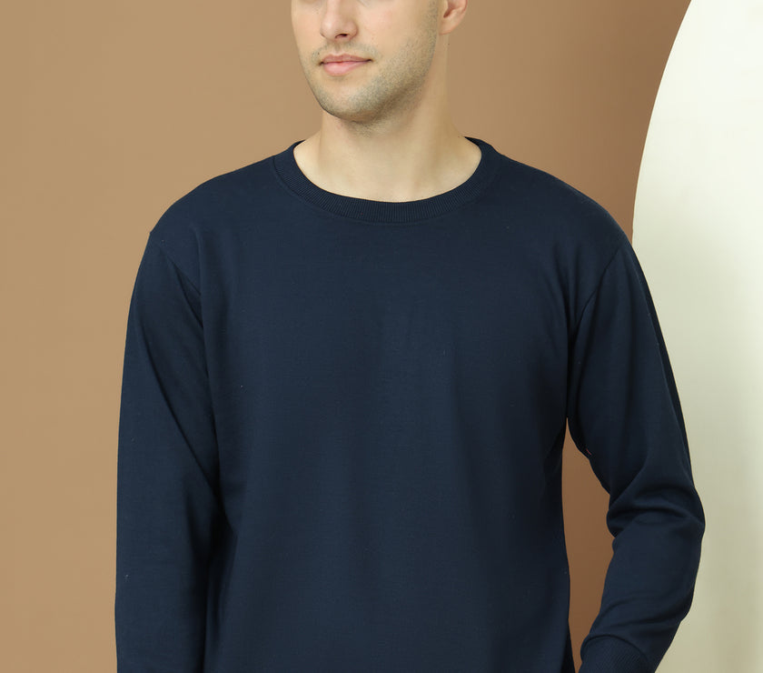 Mack Jonney Regular Fit Blue Solid Sweatshirt For Men