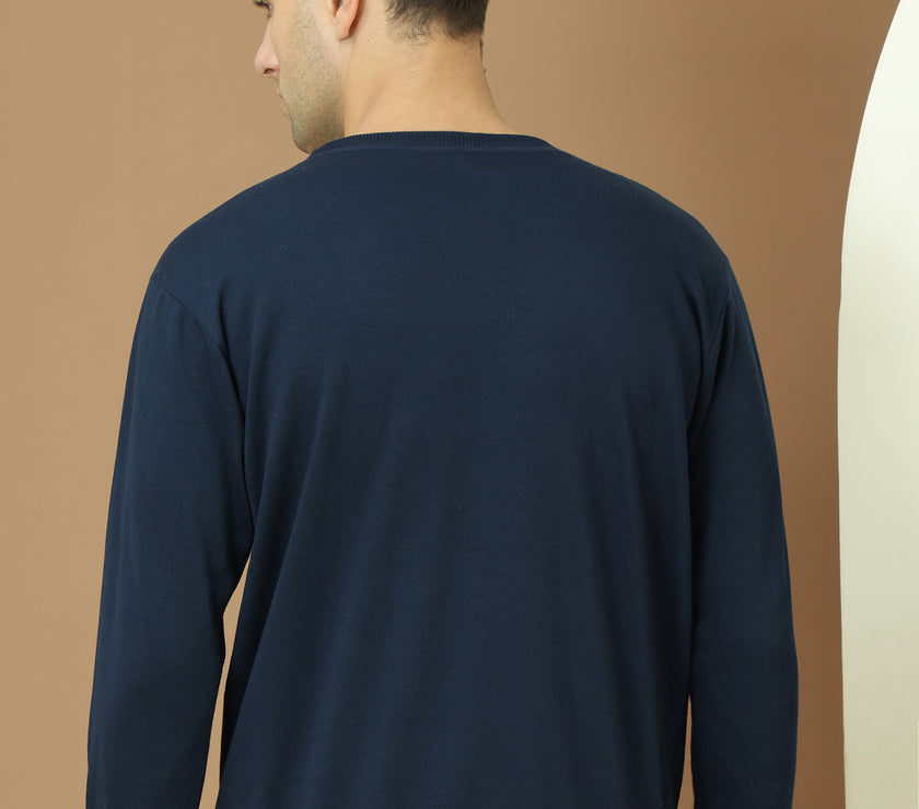 Mack Jonney Regular Fit Blue Solid Sweatshirt For Men