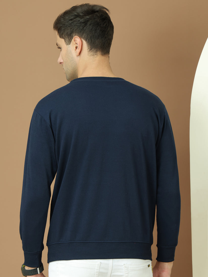 Mack Jonney Regular Fit Blue Solid Sweatshirt For Men