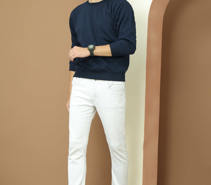 Mack Jonney Regular Fit Blue Solid Sweatshirt For Men