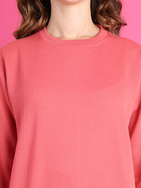 Mack Jonney Regular Fit Pink Solid Sweatshirt For Women