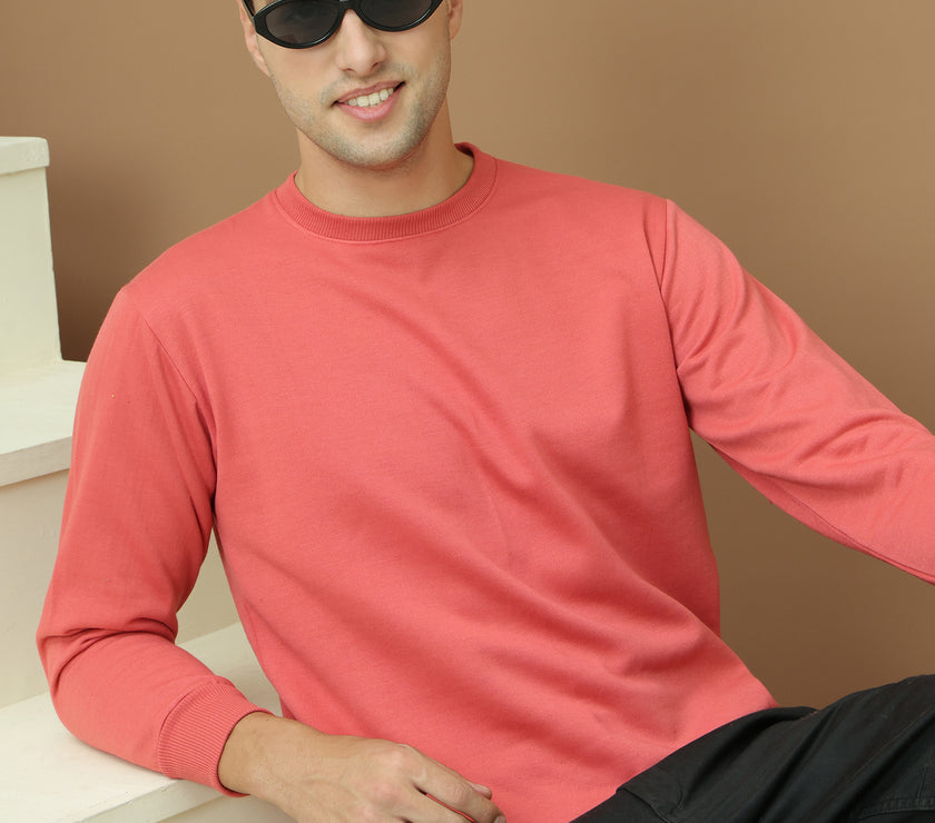 Mack Jonney Regular Fit Pink Solid Sweatshirt For Men