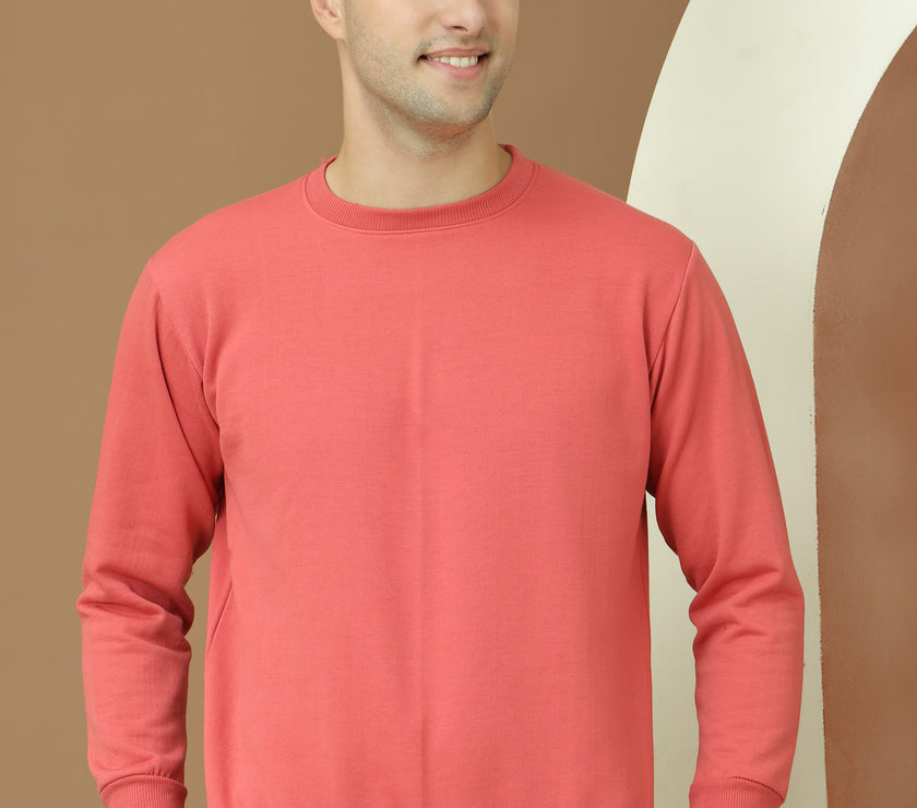 Mack Jonney Regular Fit Pink Solid Sweatshirt For Men