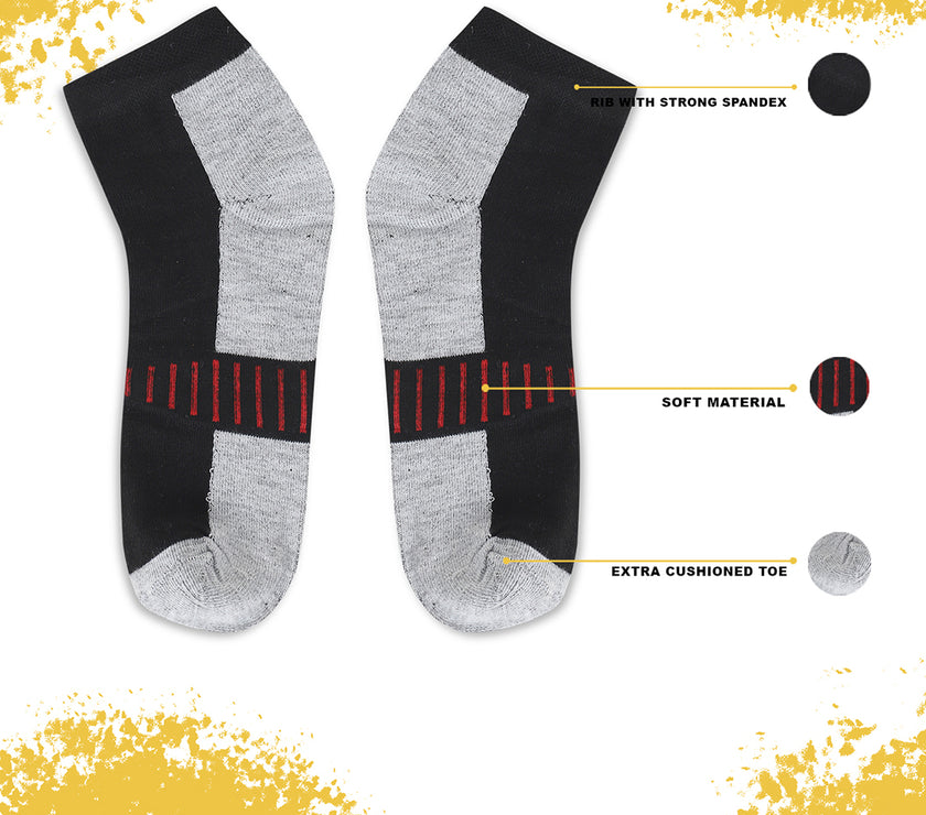 Mack Jonney Mens Ankle Length Cotton Socks (Pack of 3)