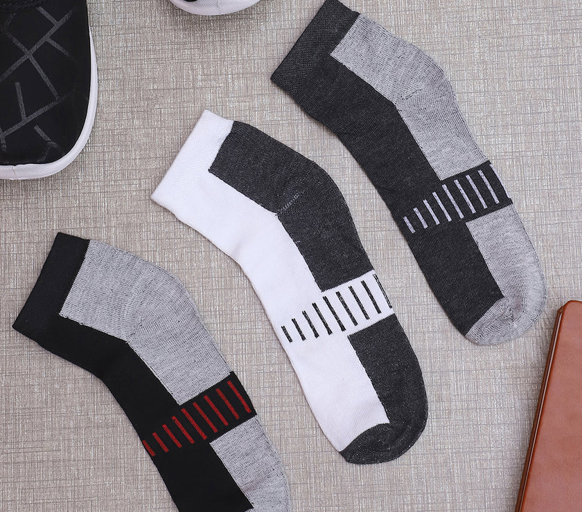 Mack Jonney Mens Ankle Length Cotton Socks (Pack of 3)