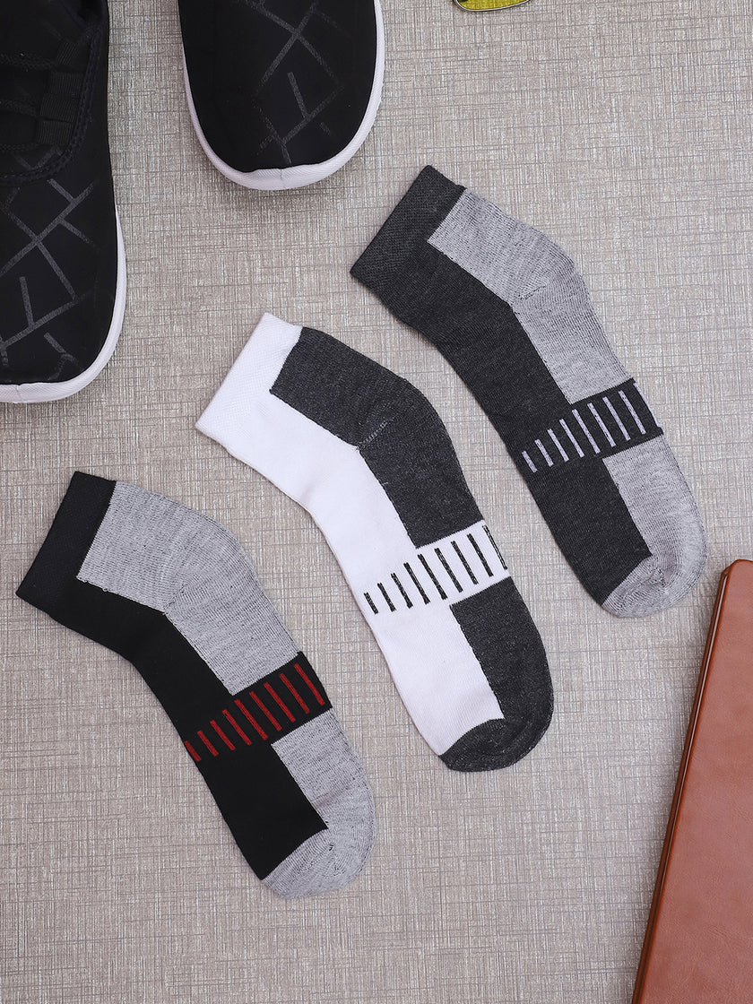 Mack Jonney Mens Ankle Length Cotton Socks (Pack of 3)