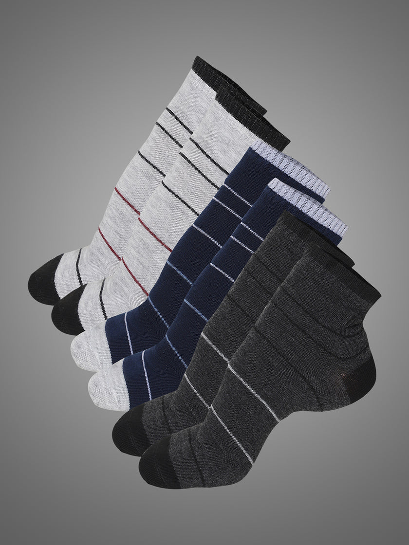 Mack Jonney Mens Ankle Length Cotton Socks (Pack of 3)