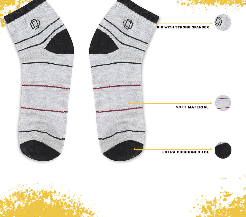 Mack Jonney Mens Ankle Length Cotton Socks (Pack of 3)