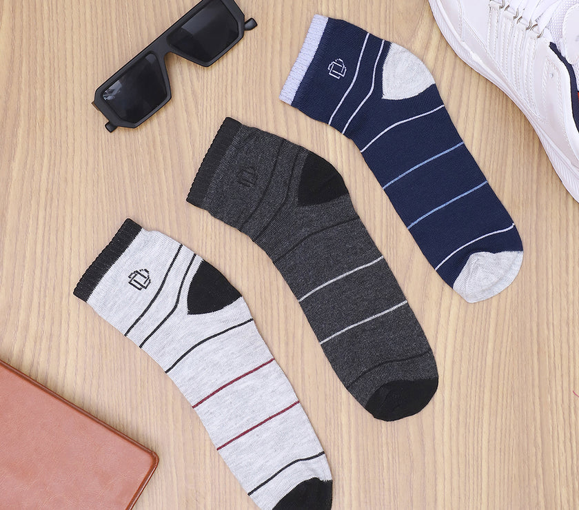 Mack Jonney Mens Ankle Length Cotton Socks (Pack of 3)