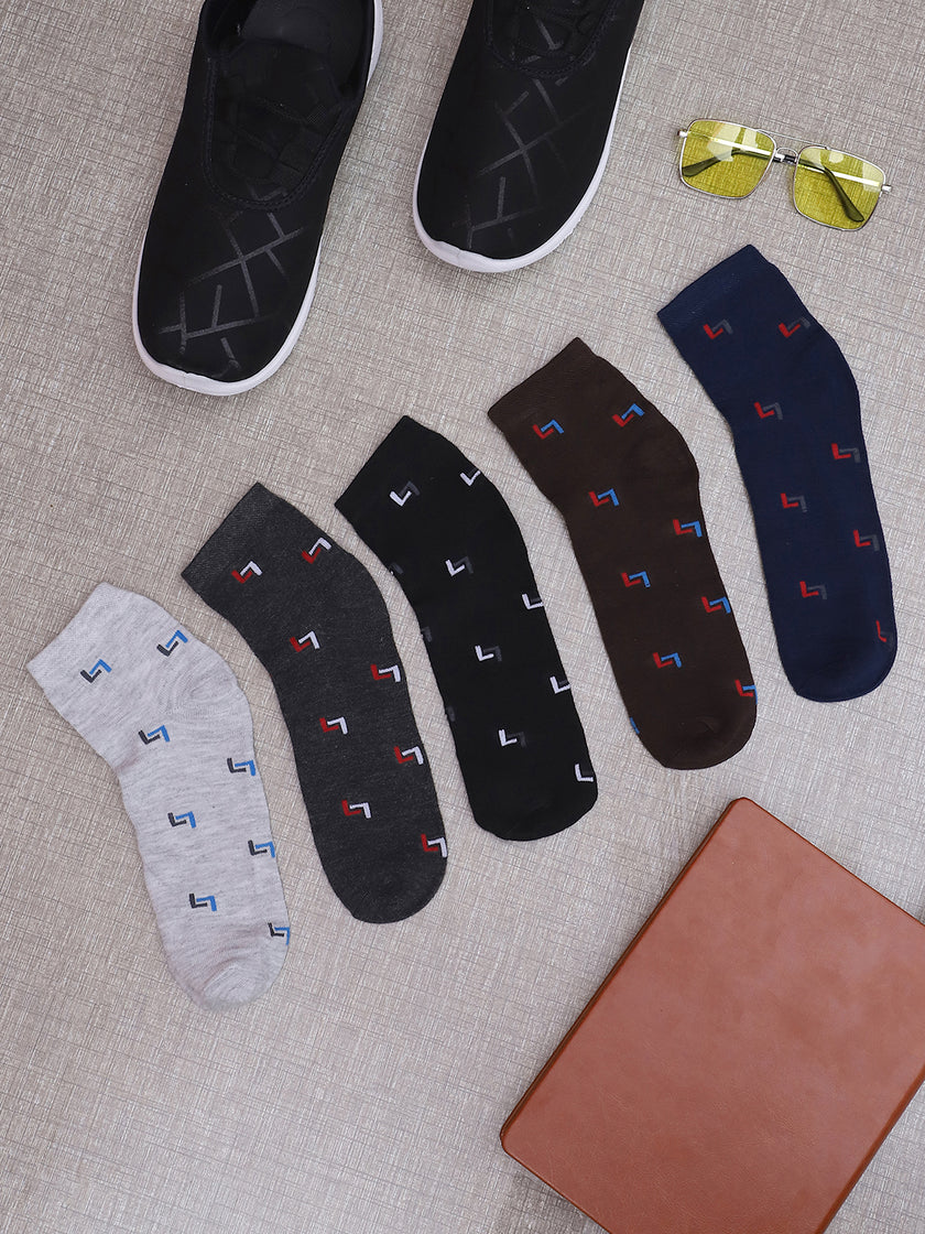 Mack Jonney Mens Ankle Length Cotton Socks (Pack of 5)