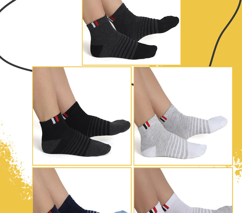 Mack Jonney Mens Ankle Length Cotton Socks (Pack of 5)