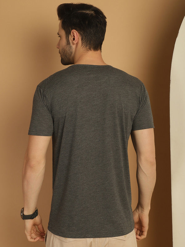 Mack Jonney Round Neck Cotton Solid Anthracite T-Shirt for Men