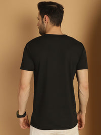 Mack Jonney Round Neck Cotton Solid Black T-Shirt for Men