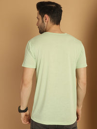 Mack Jonney Round Neck Cotton Solid Light Green T-Shirt for Men