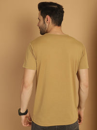 Mack Jonney Round Neck Cotton Solid Mud T-Shirt for Men