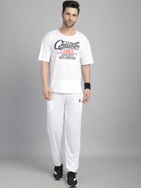 Mack Jonney Printed  White Round Neck Cotton Oversize Half sleeves Co-ord set Tracksuit For Men