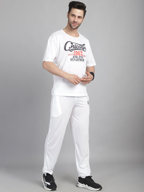Mack Jonney Printed  White Round Neck Cotton Oversize Half sleeves Co-ord set Tracksuit For Men