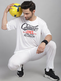 Mack Jonney Printed  White Round Neck Cotton Oversize Half sleeves Co-ord set Tracksuit For Men