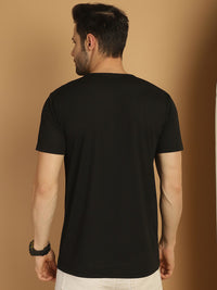 Mack Jonney Round Neck Cotton Printed Black T-Shirt for Men