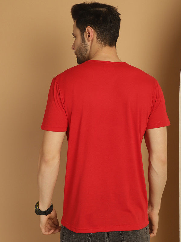 Mack Jonney Round Neck Cotton Solid Red T-Shirt for Men