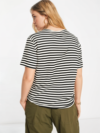 Mack Jonney Oversized | Loose Fit | Half Sleeves 100% Cotton Round Neck Striped T-Shirt for Women