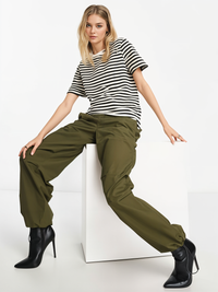 Mack Jonney Oversized | Loose Fit | Half Sleeves 100% Cotton Round Neck Striped T-Shirt for Women