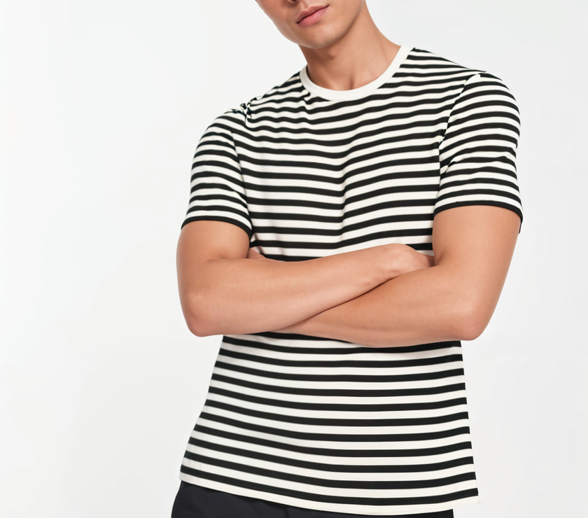 Mack Jonney Oversized | Loose Fit | Half Sleeves 100% Cotton Round Neck Striped T-Shirt for Men