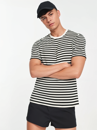 Mack Jonney Oversized | Loose Fit | Half Sleeves 100% Cotton Round Neck Striped T-Shirt for Men