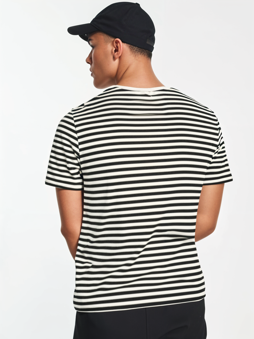 Mack Jonney Oversized | Loose Fit | Half Sleeves 100% Cotton Round Neck Striped T-Shirt for Men