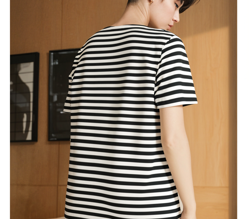 Mack Jonney Oversized | Loose Fit | Half Sleeves 100% Cotton Round Neck Striped T-Shirt for Men