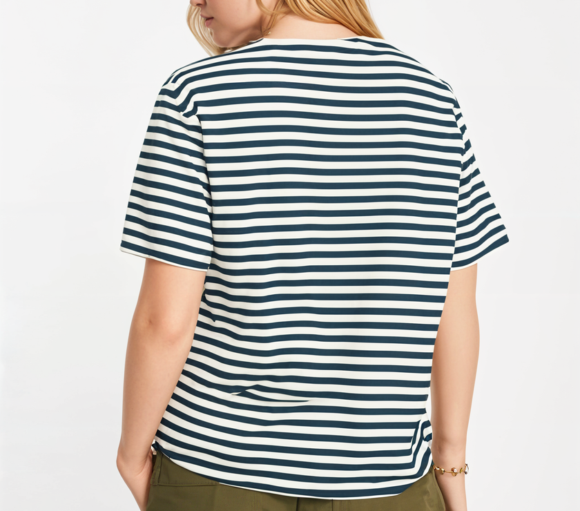 Mack Jonney Oversized | Loose Fit | Half Sleeves 100% Cotton Round Neck Striped T-Shirt for Women