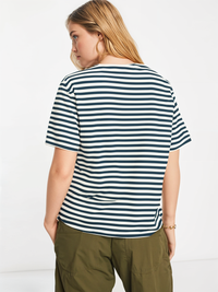 Mack Jonney Oversized | Loose Fit | Half Sleeves 100% Cotton Round Neck Striped T-Shirt for Women