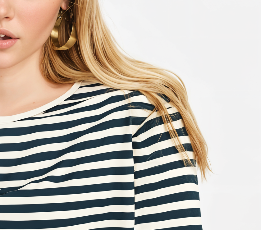 Mack Jonney Oversized | Loose Fit | Half Sleeves 100% Cotton Round Neck Striped T-Shirt for Women