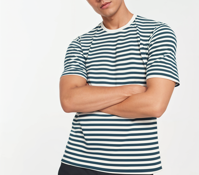 Mack Jonney Oversized | Loose Fit | Half Sleeves 100% Cotton Round Neck Striped T-Shirt for Men