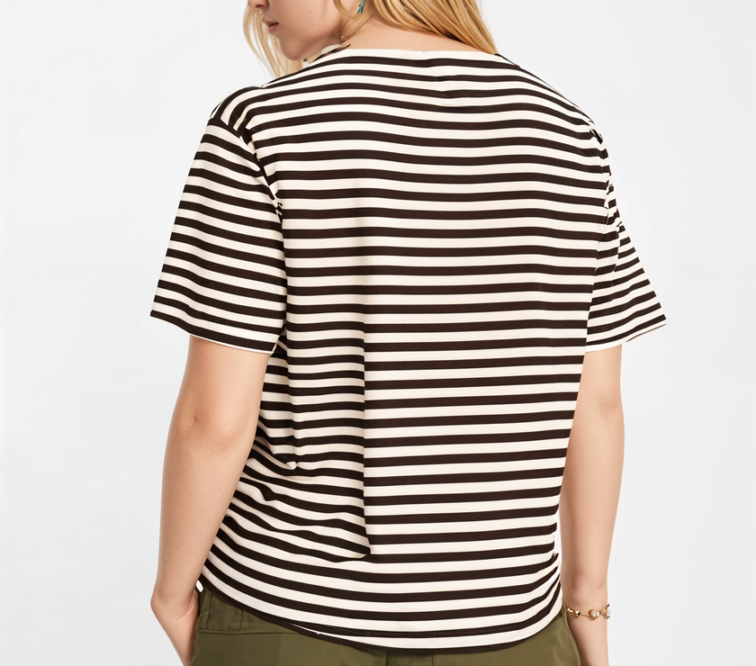 Mack Jonney Oversized | Loose Fit | Half Sleeves 100% Cotton Round Neck Striped T-Shirt for Women