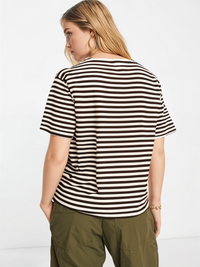 Mack Jonney Oversized | Loose Fit | Half Sleeves 100% Cotton Round Neck Striped T-Shirt for Women